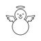 Angel snowman outline icon, winter and Christmas theme