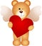 Angel teddy bear holding a heart