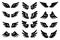 Angel wing stamp print tattoo shape black icon set