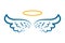 Angel wings icon with nimbus -