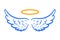 Angel wings icon with nimbus â€“ vector