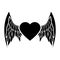 Angel Wings icon vector. Memorial illustration sign. Heart symbol or logo.