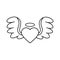 Angel Wings icon vector. Memorial illustration sign. Heart symbol or logo.