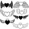 Angel Wings icon vector set. Memorial illustration sign collection. Heart symbol or logo.