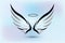 Angel wings pray sketch logo vector