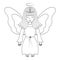 Angel with wings. Sketch. Vector illustration. A girl with a halo over her head. The fairy lady closed her eyes.
