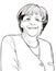Angela Merkel portrait in line art illustration