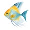 Angelfish in Cartoon style in watercolor style in cartoon style. Cute Little Cartoon Angelfish isolated on white background.