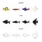 Angelfish, common, barbus, neon.Fish set collection icons in cartoon,black,outline style vector symbol stock