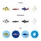 Angelfish, common, barbus, neon.Fish set collection icons in cartoon,flat,monochrome style vector symbol stock