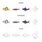 Angelfish, common, barbus, neon.Fish set collection icons in cartoon,outline,monochrome style vector symbol stock