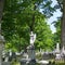 Angelic statue in cemetery