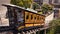 Angels Flight vintage funicular railroad car climbing the track in downtown Los Angeles