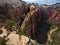 Angels Landing Trail, Narrow Mountain Ridge and Valley View, Zion National Park