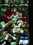 Angels and Roman soldier on stained glass window