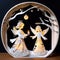 Angels, traditional Christmas decoration, paper cutout style illustration