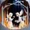 Angels, traditional Christmas decoration, paper cutout style illustration