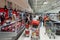 Angers France - August 20 2020: people wearing face protective mask while shopping in the supermarket at France