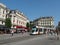 Angers, France, July 2013, tramway in the town center square