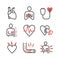 Angina pectoris line icons. Symptoms. Vector signs for web graphics.