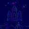 Angkor Wat, Cambodia Vector Line Icon, Illustration on a Dark Blue Background. Related Bottom Border