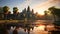 Angkor Wat religious temple on a beautiful summer day with a beautiful sunset. Angkor Wat, popular Cambodian Traveling destination