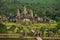 Angkor Wat temple complex, Aerial view. Siem Reap, Cambodia. Largest religious monument in the world 162.6 hectares