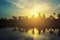 Angkor Wat temple at dramatic sunrise sunburst