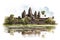 Angkor wat temple illustration. Generate Ai