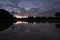 Angkor Wat Temple reflected in the lake at sunrise, view of popular tourist attraction ancient temple in Siem Reap, Cambodia