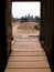 Angkor Wat temple seen from a door in the Khmer temple complex of Angkor