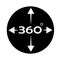 Angle 360 degree icon on white background. 360 degree view sign.