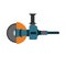 Angle grinder hand technology manufacturing circular tool. Construction flat equipment factory