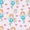 Angle kid cat cute set seamless pattern