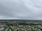 Angle shot of cityscape of Munich Germany with a dramatic sky background.