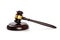 angle view gavel on white background