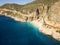 Angled Aerial View Beach From Ocean Kaputas Turkey