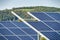 Angled solar Farm panels,producing green energy,in the Cotswolds area of Gloucestershire,England, United Kingdom