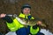 Angler with autumn pike trophy