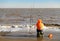 Angler Fishing in the Sea in Penarth in Winter