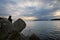 An angler and the Japanese sea.