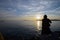 An angler and the Japanese sea.