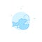 Anglerfish, Deep Sea Fish Flat Vector Illustration, Icon. Light Blue Monochrome Design. Editable Stroke