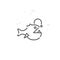 Anglerfish, Deep Sea Fish Vector Line Icon, Symbol, Pictogram, Sign. Abstract Geometric Background. Editable Stroke