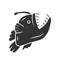 Anglerfish glyph icon. Swimming goosefish. Underwater world. Ocean monster, undersea animal with open mouth. Marine