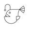 Anglerfish icon, set of ocean life, line design vector