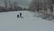 Anglers on the ice catch fish, aerial view