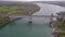 Anglesey , Wales - April 26 2018 : Robert Stephenson Britannia Bridge carries road and railway across the Menai Straits