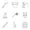 Angling icons set, outline style