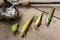 Angling tools on a wood table